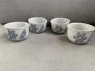 Vintage McCoy Blue Gingham Daisy Granny Cottage Farmhouse Set Of 4 Dessert Cups