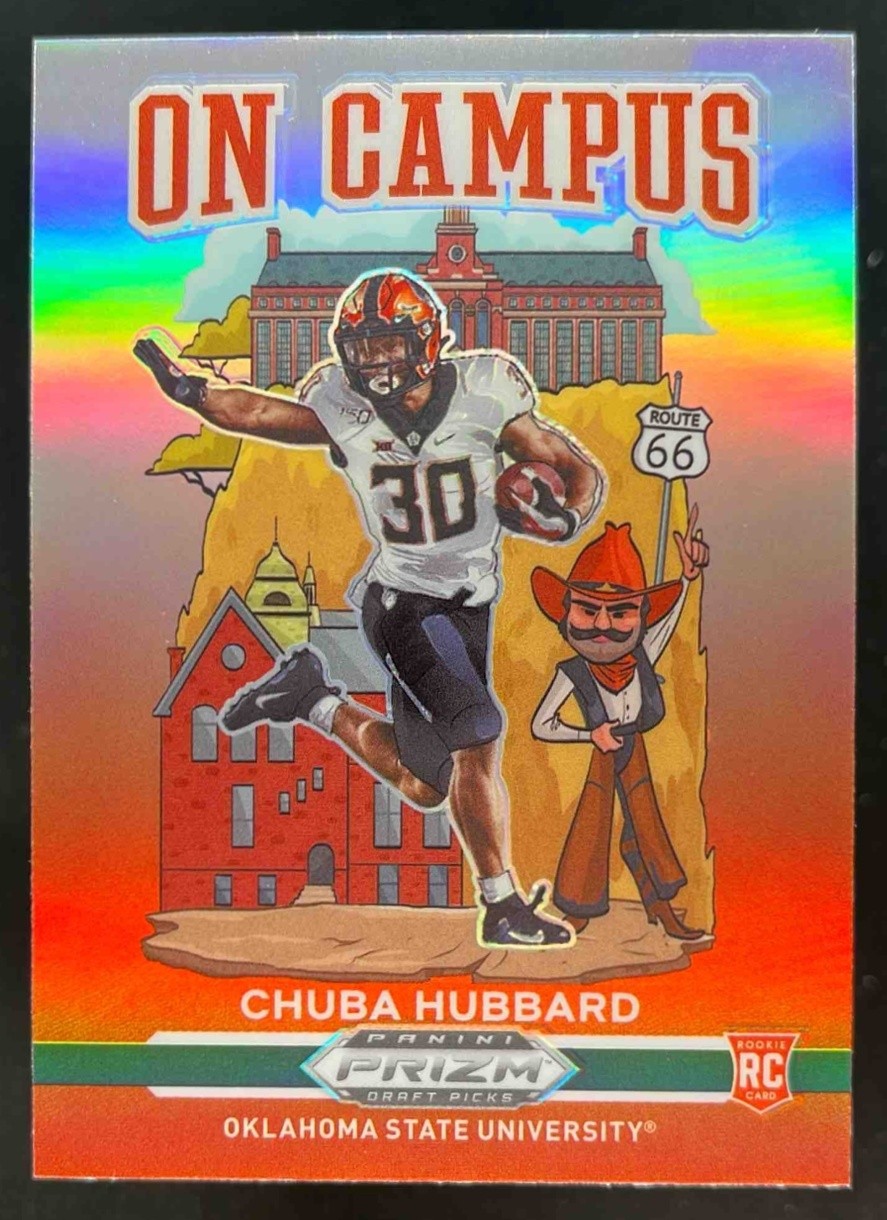 2021 Prizm Draft Picks Chuba Hubbard On Campus SSP RC Oklahoma State Cowboys