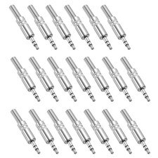 20Pcs 1/8" 3.5mm TRS Audio Male Stereo Jack 2 Pole, Silver Tone