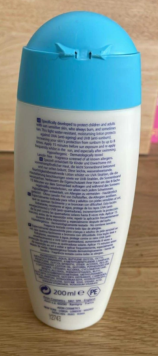 AVON BRONZE SENSITIVE SUN LOTION SUITABLE FOR CHILDREN UVA 8 UVB 200 ML LAST ONE