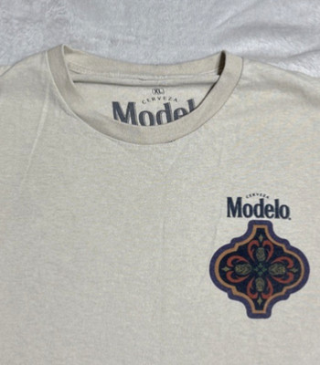 Modelo Cerveza T Shirt Men's Size XL Beige Short Sleeve Beer