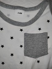 Baby 3-6 Month Sleeper Black Stars White Gray Infant Feet 
