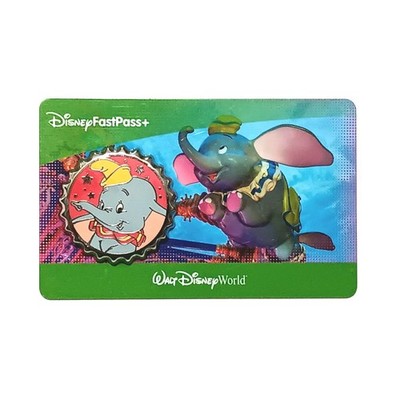 Dumbo Bottlecap Pin & Matching Disney Dumbo Ride Collector Card ~Great Condition