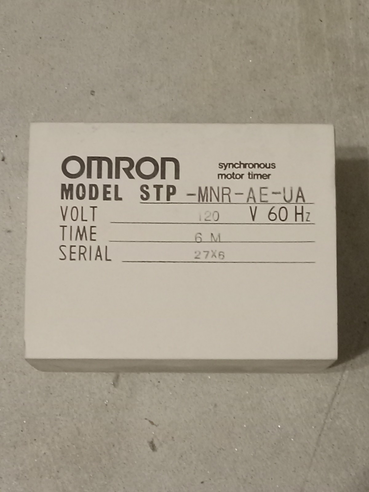 Omron STP-MNR-AE-UA Synchronous Motor Timer 0-6min