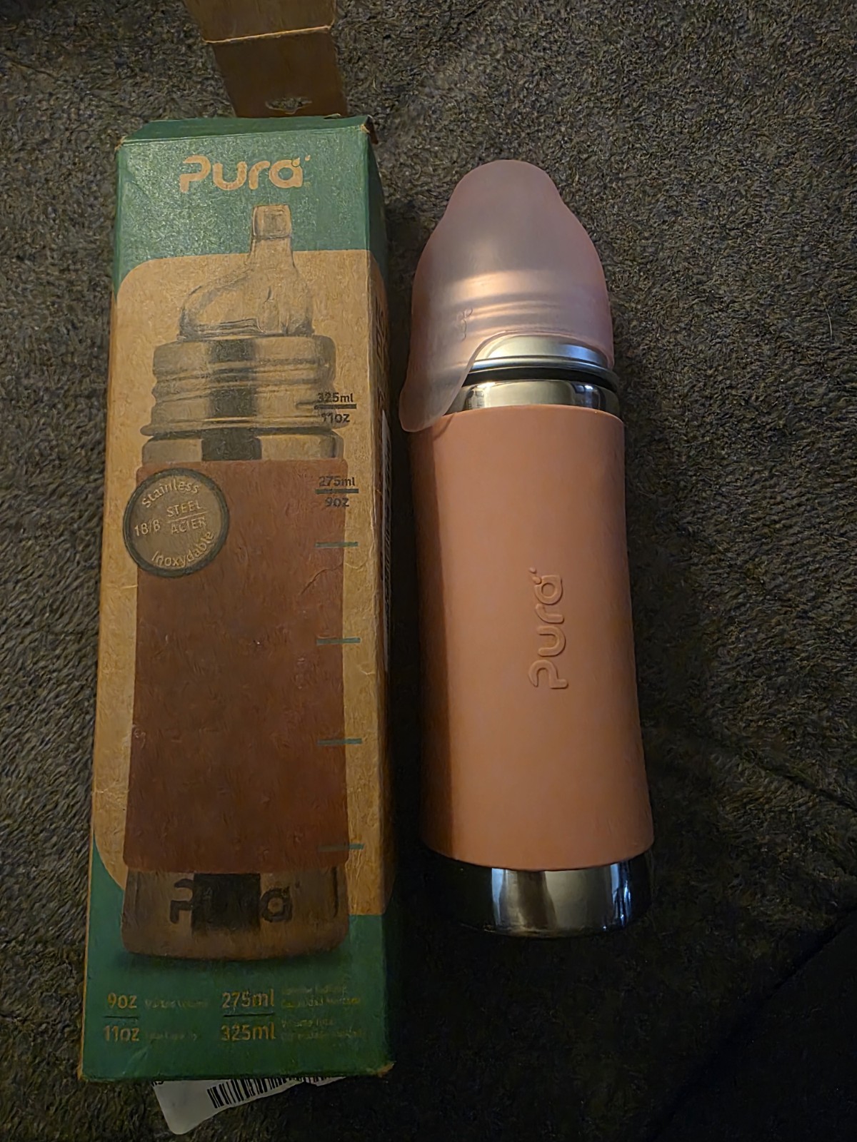 Pura Kid Sippy Bottle - 11oz Stainless Steel, Plastic-Free, 