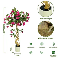 Artificial Bougainvillea Tree in Pot - Realistic Faux Tree for Indoor & Outdoor,