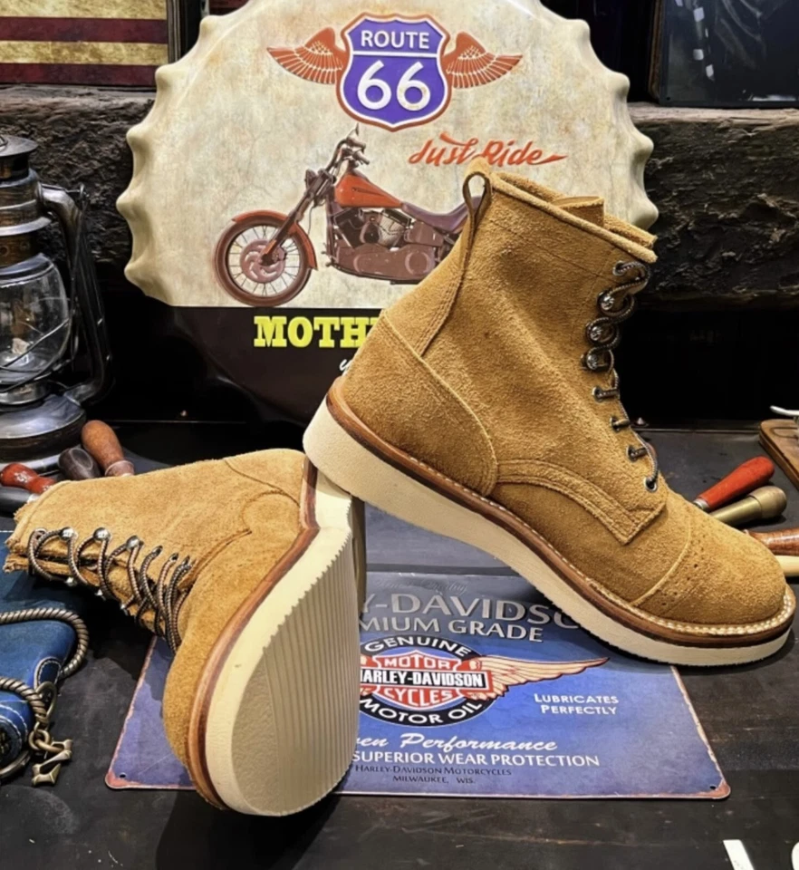 Handmade Goodyear Suede Genuine Leather Desert Boots Retro Round Toe Boots - Image 4 of 4