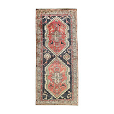 VINTAGE KAZAK RUG, HAND MADE HALLWAY OLD CAUCASIAN RUNNER CARPET 9'9" X 4'4"