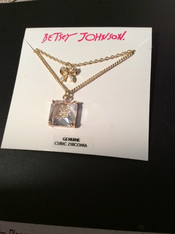 $38 Betsey Johnson Mini Circonita cúbica Gato Oro Corazón Colgante Collar q21A Foto 2 de 4