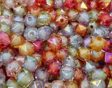 100 Pcs 8mm AB Iridescent Clear Lined Cube Crystal Faceted Plastic Craft Beads