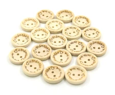 100pcs Natural Wooden Button Craft Sewing DIY Handmade With Love Wooden Buttons