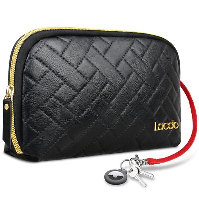 Lacdo Makeup Bag Small Cosmetic Bag Pouch For Women Elegant Leather Waterproo...