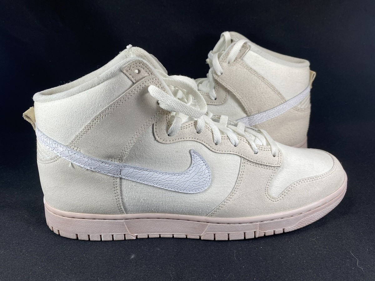 NIKE DUNK HIGH RETRO PRM CRACKED LEATHER SWOOSH SNEAKERS: DV0822