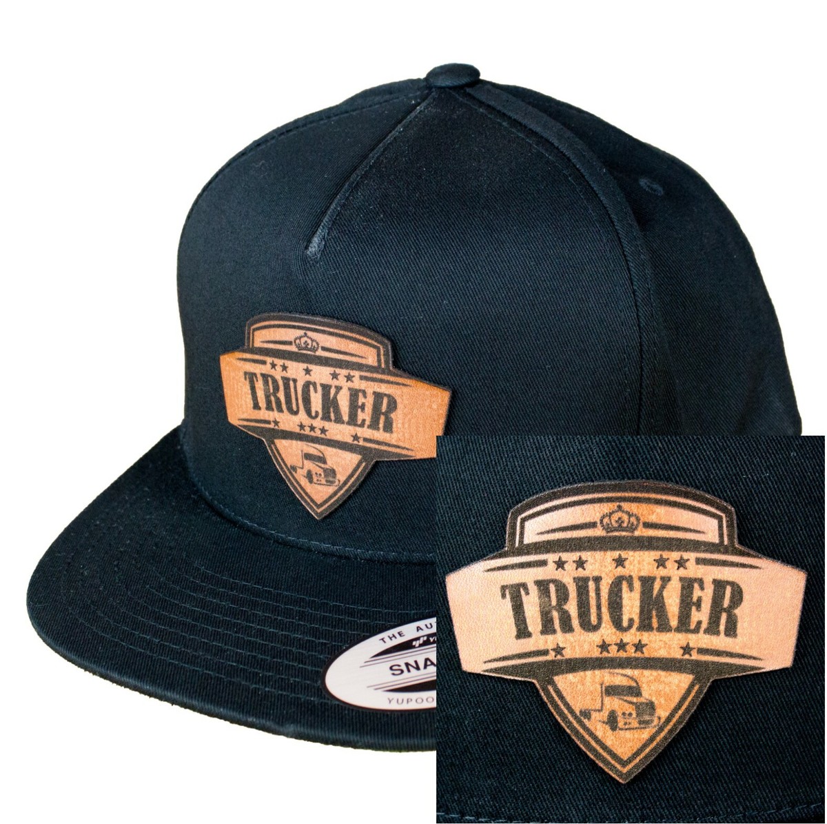 Trucker Cap Leder Handwerker LKW Fahrer Beruf Mütze Patch Brummi