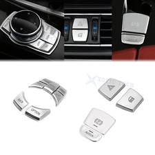 Silver Multi-Media Control Gear Shift Parking Brake Button Cover For BMW F01 F10