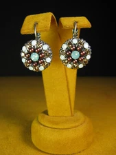 MARIANA JEWELRY EARRINGS FLOWER SWAROVSKI CRYSTALS Brown Opal Teal Gift