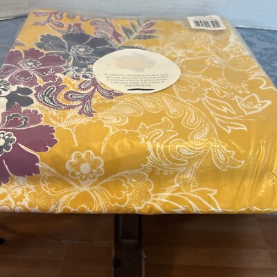 NEW SUELI SHOWER CURTAIN BOHEMIAN ECLECTIC EDGY FLORAL GOLD PURPLE BRIGHT DESIGN
