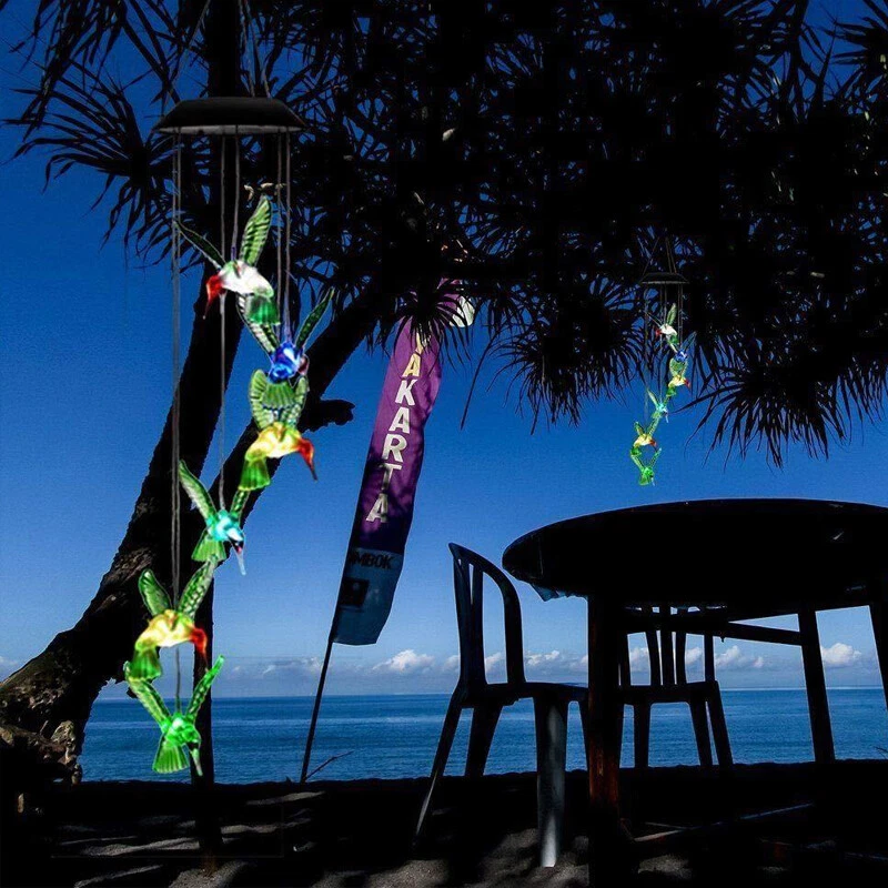 Wind Chimes Solar Powered LED Lights Changing Hanging Garden Yard Outdoor Decor - image 3 of 4