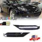 2PCS JDM Smoked White LED Front Side Marker Lights For 2004-2008 Mazda RX-8 RX8