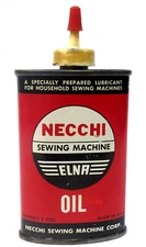 vintage NECCHI ELNA SEWING MACHINE OIL Can 3 oz. can used household