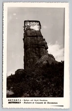 RPPC Meteora, Greece Roussanou Monastery Convent Atop Pillars Cambunian Postcard