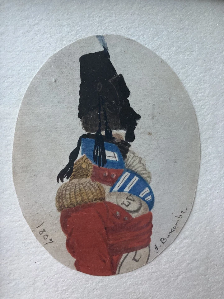 RARE! DATED 1807 Antique Signed water color silhouette Portrait Officer Uniform - Image 2 of 4
