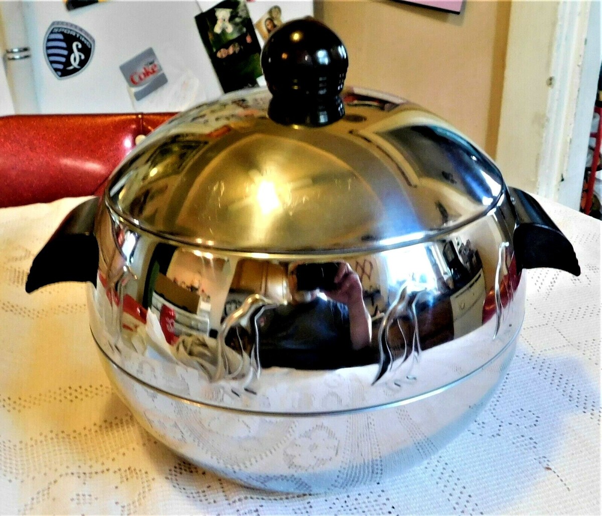 【未使用】West Bend Penguin ホット&コールドサーバー VINTAGE MID-20th CENTURY WEST BEND LIDDED CHROME PENGUIN HOT