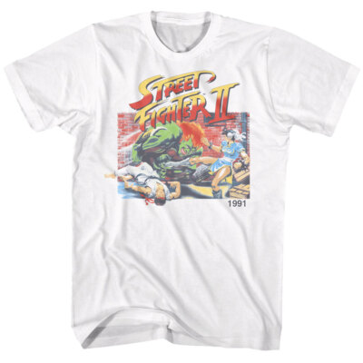 Street Fighter II T Shirt Gaming  FADED SF2 Adult Licensed White Cotton Merch