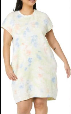 Goodthreads Heritage Fleece Short-Sleeve Cocoon Dress with Pockets Medium