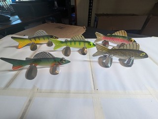 Vintage Ice Fishing Decoy Hand Painted Folk Art SIGNED Dick Baker Algonac MI
