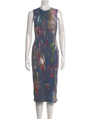 Acne Studios Printed Midi Length Dress Sleeveless W/Crew Neck Size S