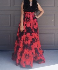 Red Floral Prom Dress