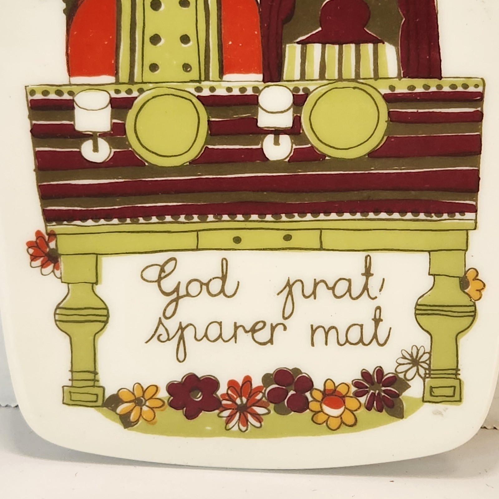 VTG Figgjo Flint FF Turi Folklore Wall Plaque Norway God Prat Sparer Mat 6x4"