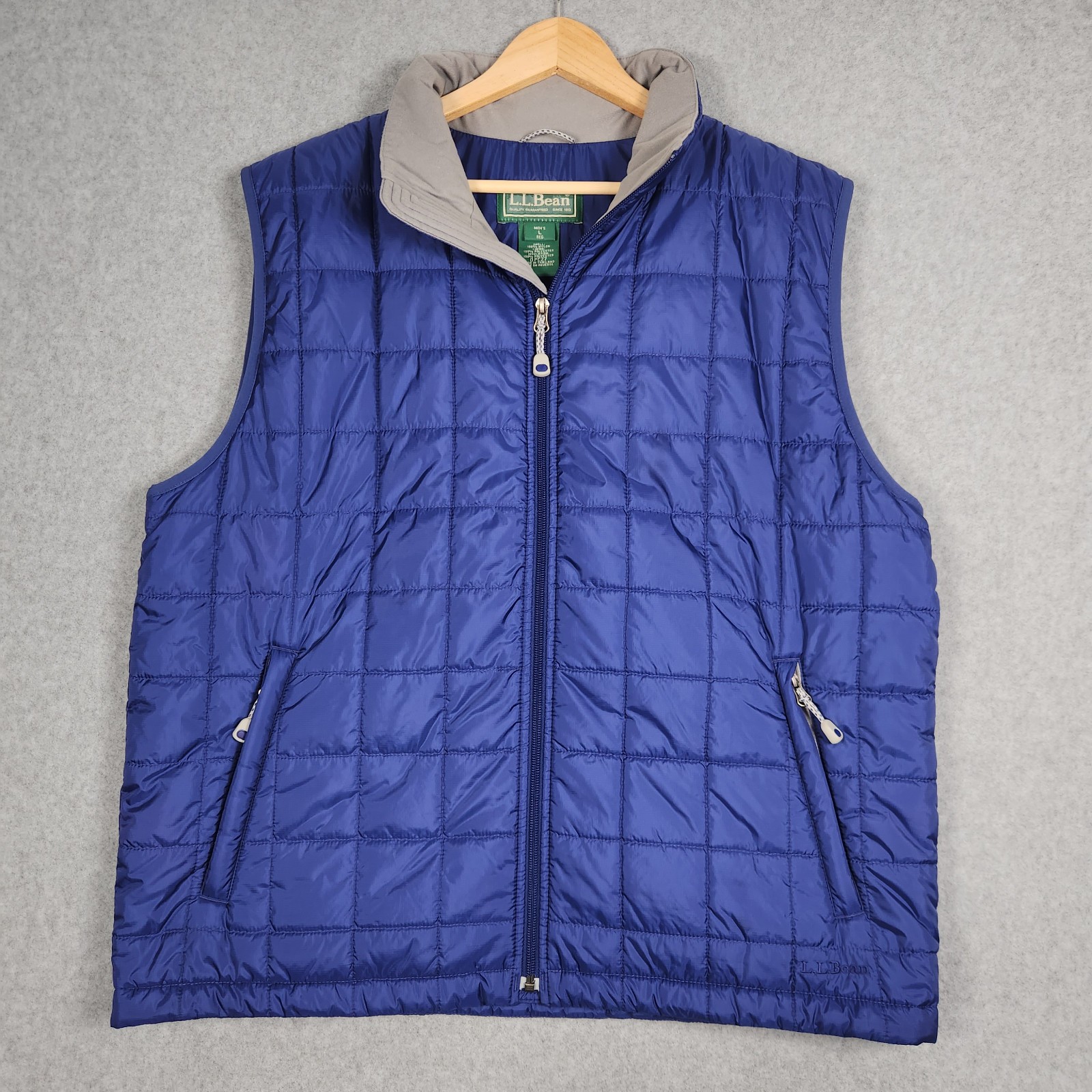 LL Bean Mens Blue Quilted Puffer Vest Large