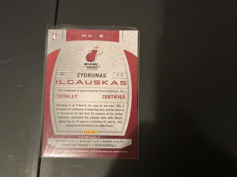 Zydrunas Ilgauskas #3 2013 Panini totalmente certificado totalmente firmas Foto 2 de 2