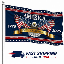 3 Ply 250 Years America Flag Double Sided Patriotic Eagle 3 x 5 ft Anniversary