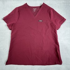 Jaanuu Scrub Top Womens S Red V-Neck Medical Nurse Workwear Ladies