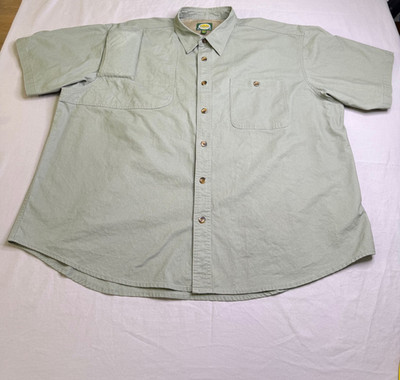 Cabelas Button Up Men's 3XL Sage Green Vented Back Shooting Shirt w/shooting pad