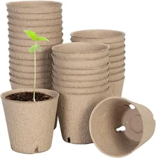 VIVOSUN Peat Pots, 30 Packs 3.15-Inch Seed Starting Pots with Drainage Holes, Ro