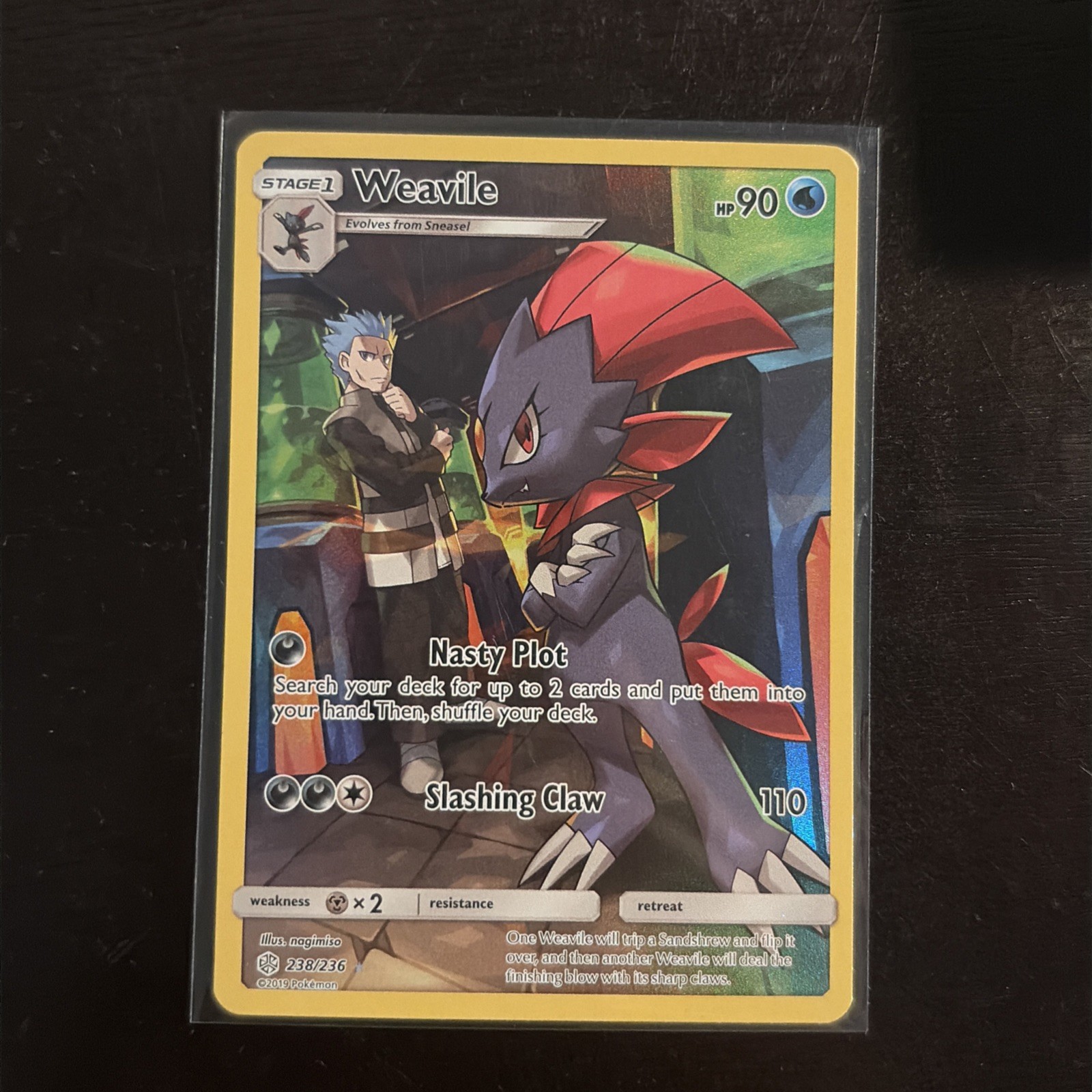 Pokemon Weavile Holo Rare Trainer Cosmic Eclipse 238/236 NM Condition