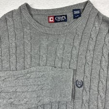 Chaps Ralph Lauren Sweater Cable Knit Fisherman Chunky Preppy Gray Mens Large