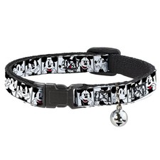 Cat Collar Breakaway with Bell Mickey Mouse Expression Blocks White/Black/Red NA