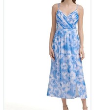 Guess Blue Tie Dye Midi Slit Dress 10