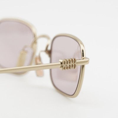 Miu Miu Women Sunglasses Pale Gold Pink Rectangle MUA53S ZVN4I0 NEW AUTHENTIC Miu Miu MU A53S ZVN4I0 Rectangle Sunglasses 49mm Pale Gold  main image 3