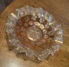 Vintage Millersburg Marigold Carnival Glass Six Pointed Stars Ruffled Bowl