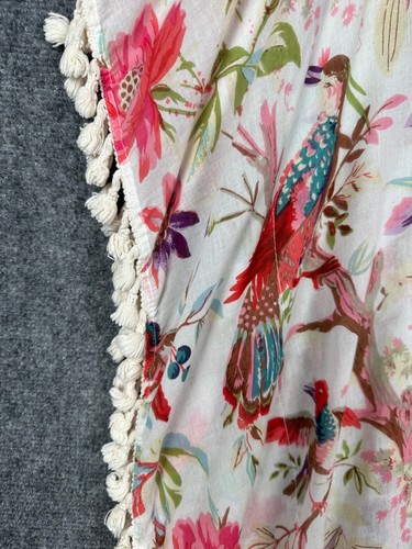 Z&L Anthropologie Floral Beach Cover Up OS Tunika Top Kimono Ärmel Vögel Quaste - Bild 7 von 11
