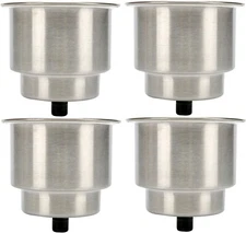 4PCS Stainless Steel Recessed Drink Cup Holder with Drain Boat Marine RV Camper