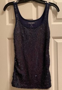 dark blue sequin top