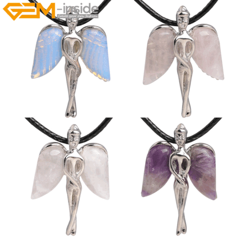 Cristmas Gift Girl Zinc Alloy Angel Fairy Wing Assorted Stones Pendant Necklace Cristmas Gift Girl Zinc Alloy Angel Fairy Wing Assorted Stones Pendant Necklace