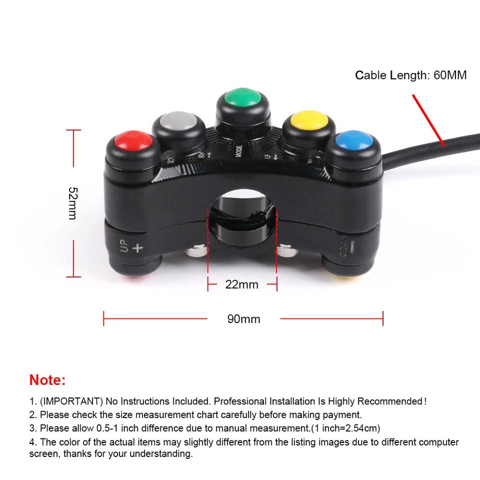 Multifunction Motorcycle Scooter Handlebar Headlight Indicator Switch Controller - Image 2 of 4